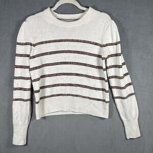 Brochu Walker Danon Taos Stripe Crew Sweater Size Medium Women Linen‎ Blend